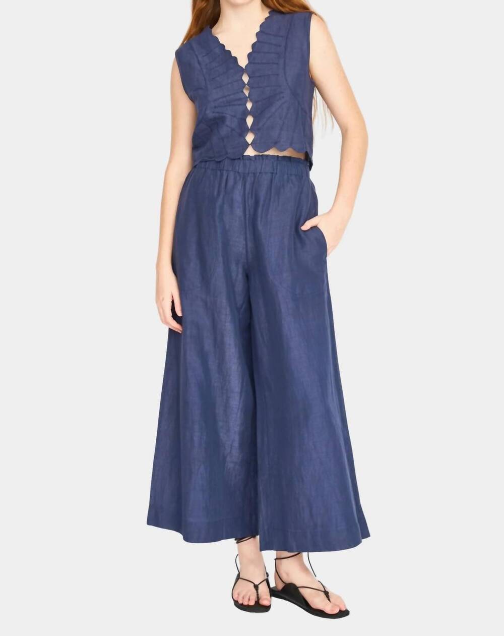 NEW MIRTH high-rise wide leg pants in blueberry